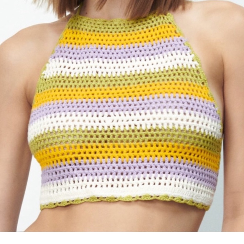 Zara Colorful Knit Crop Halter Top